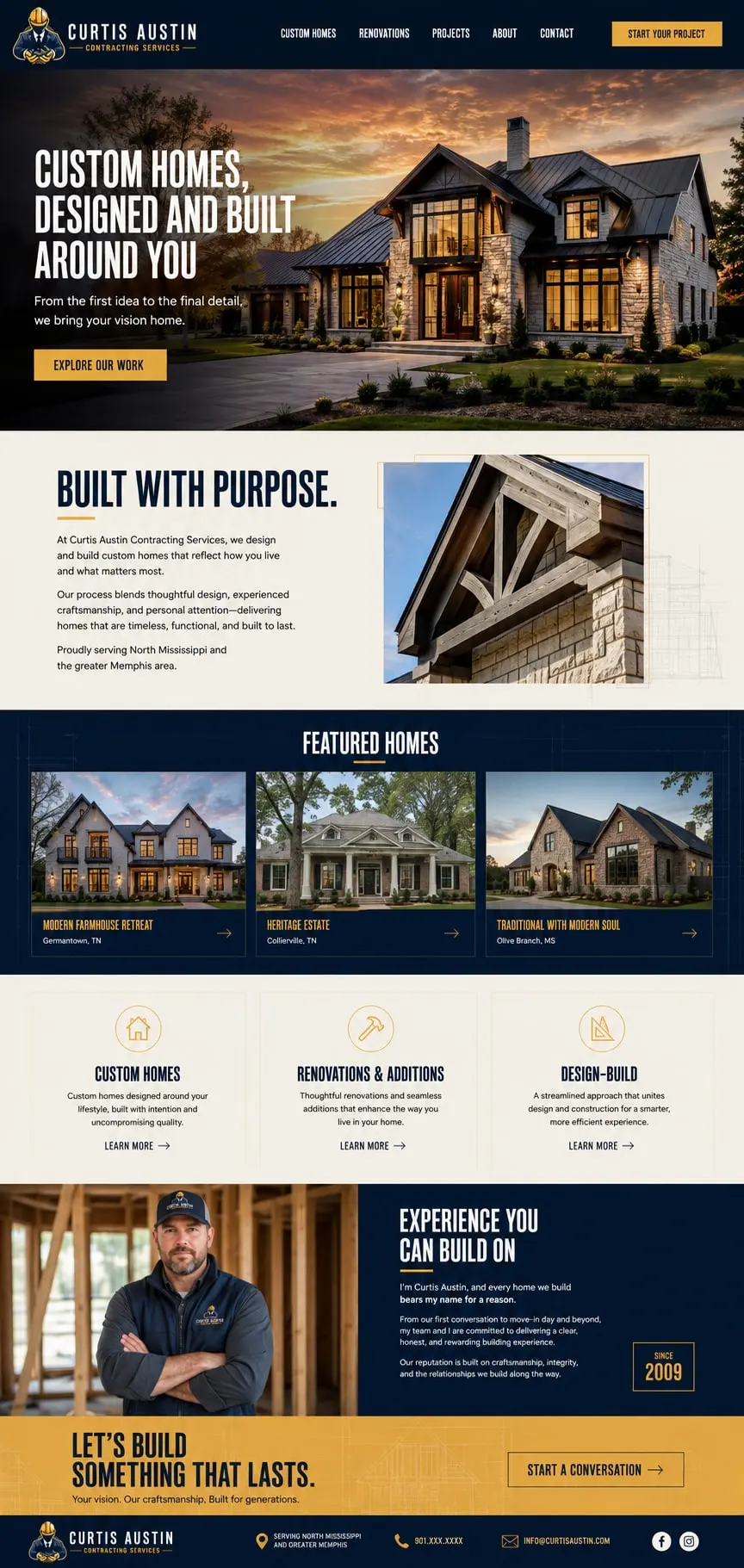 The Modern Craftsman: the concept mockup for Curtis Austin Contracting Services