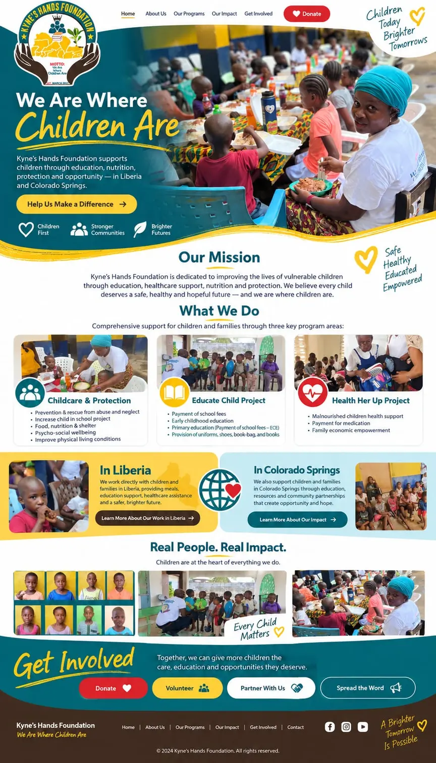 We Are Where Children Are: the concept mockup for Kyne Hands Foundation