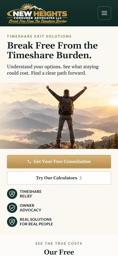 The live newheightsadvocates.com homepage on a phone