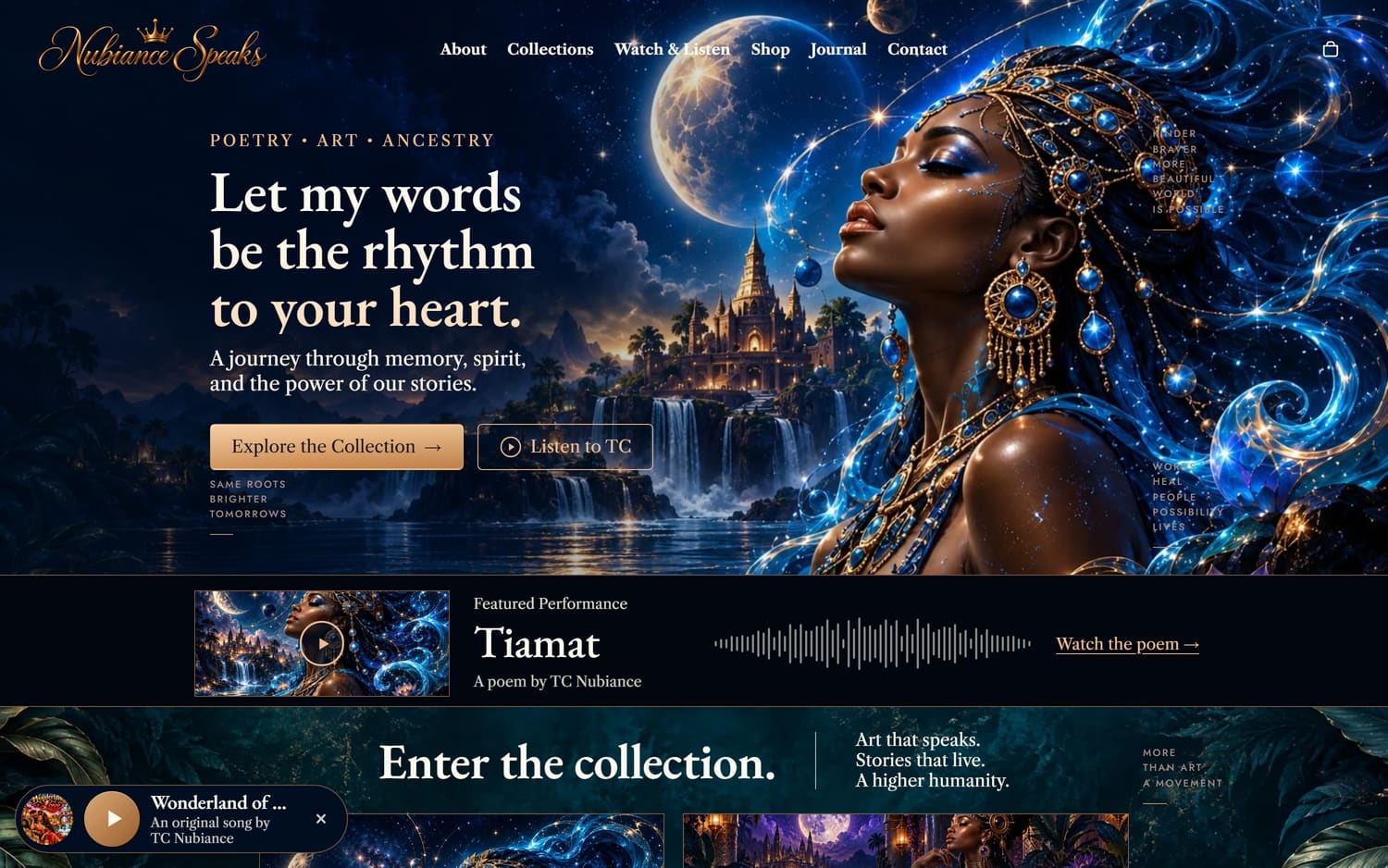 Homepage of Nubiance Speaks, a retail shop website in Victorville, CA built by LocalForge