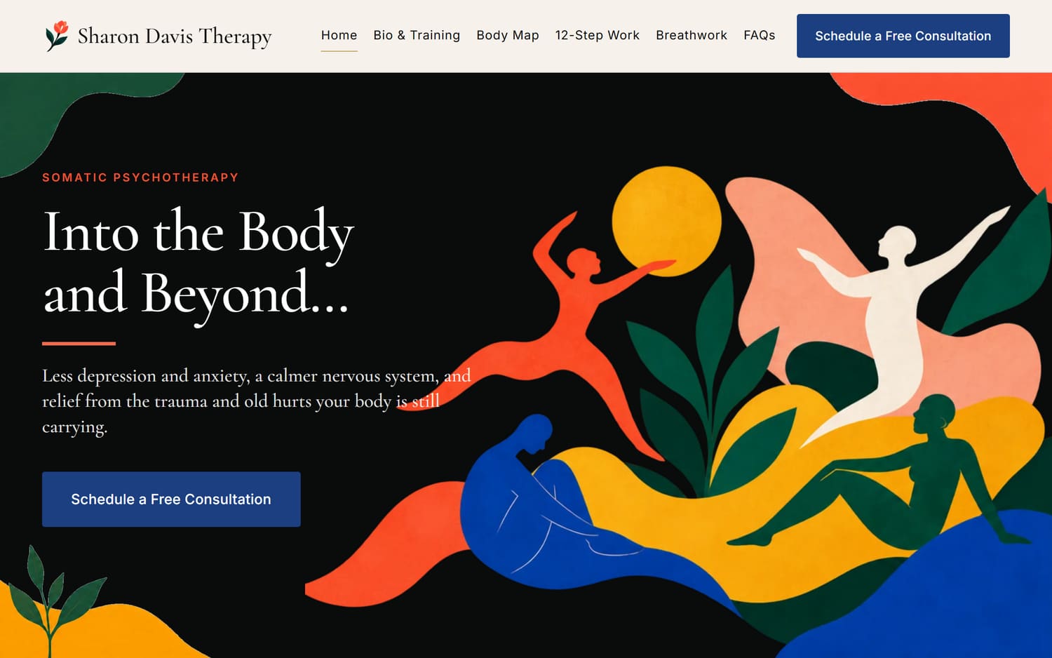 Homepage of Sharon Davis Therapy, a health / wellness website in Santa Rosa, CA built by LocalForge